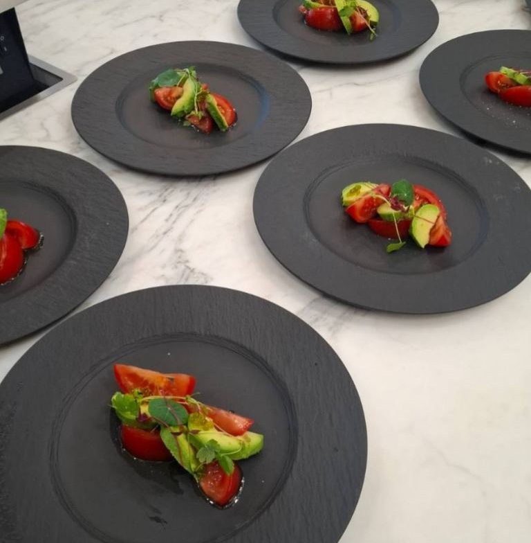 Several matching dishes prepared by Artur for service